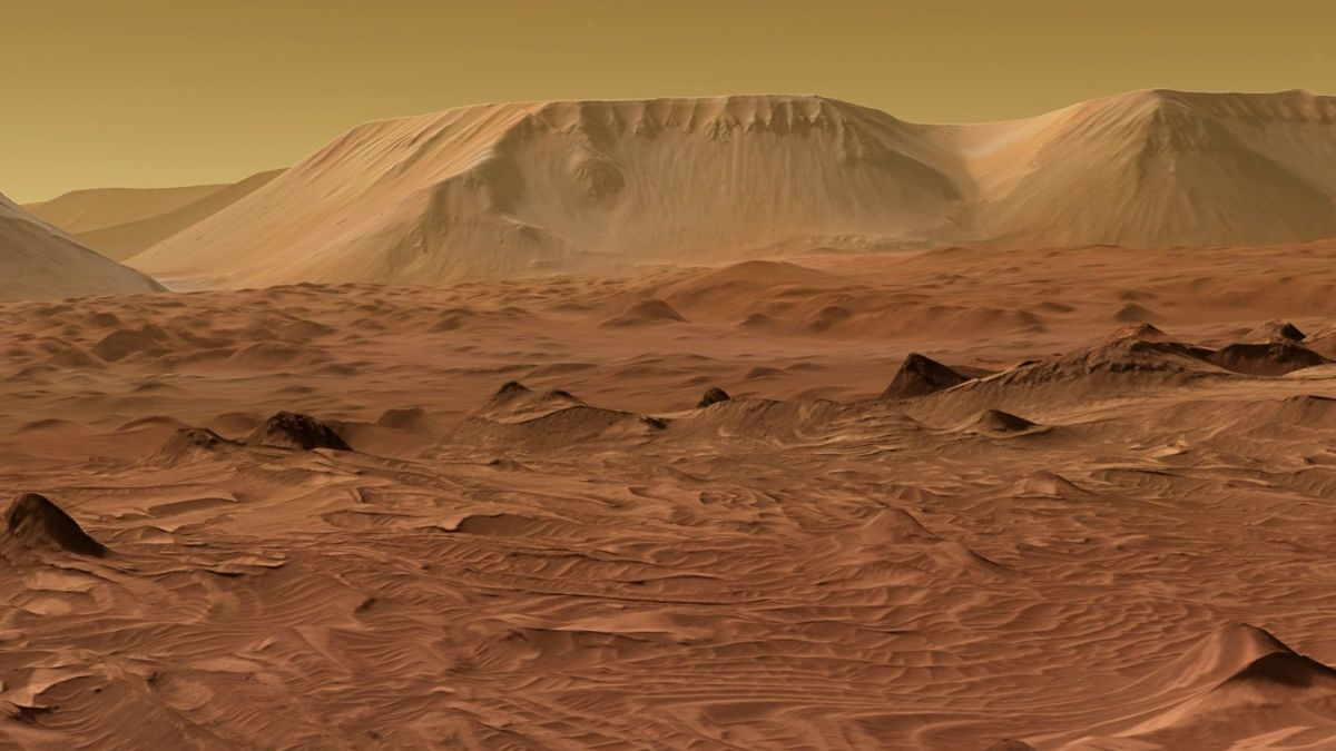 Martian dusty dry landscape